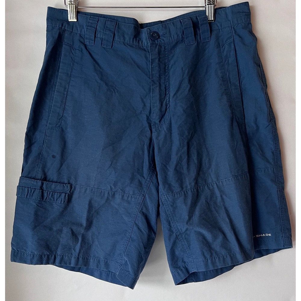 Columbia PFG Omni Shade Hiking/Fishing Shorts Mens 34 Blue Cargo‎